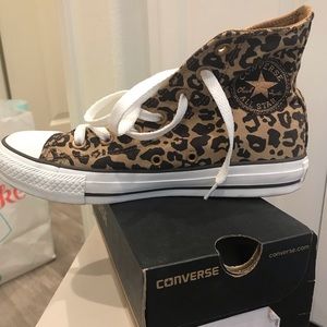 Converse size 6.5 leopard high tops